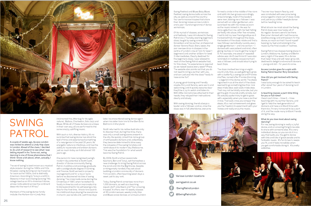 Swing Patrol in Access London Magazine image