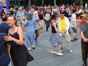 Swing dancing outside at Spitalfields